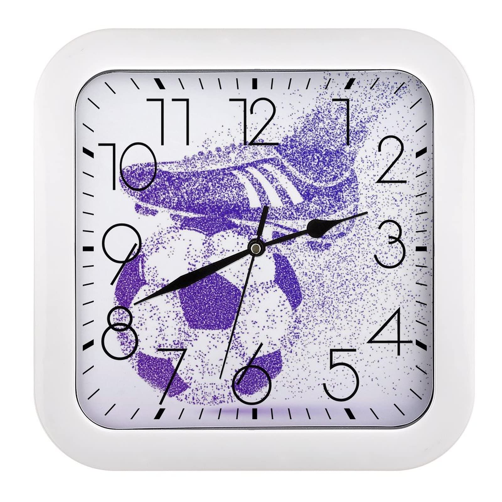Horloge murale carrée football pourpre lisible : finis les cadrans sombres et invisibles