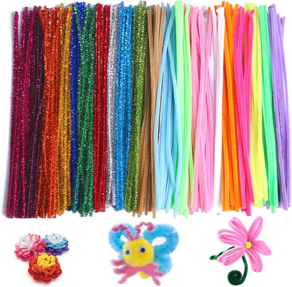 NABLUE Jumbo Pack of 300 Pipe Cleaners Set,Chenille Stems 6 mm x 12 inch Furry Wire Twist Tie in Assorted Colours - for Craft DIY Art Supplies,Party Decoration