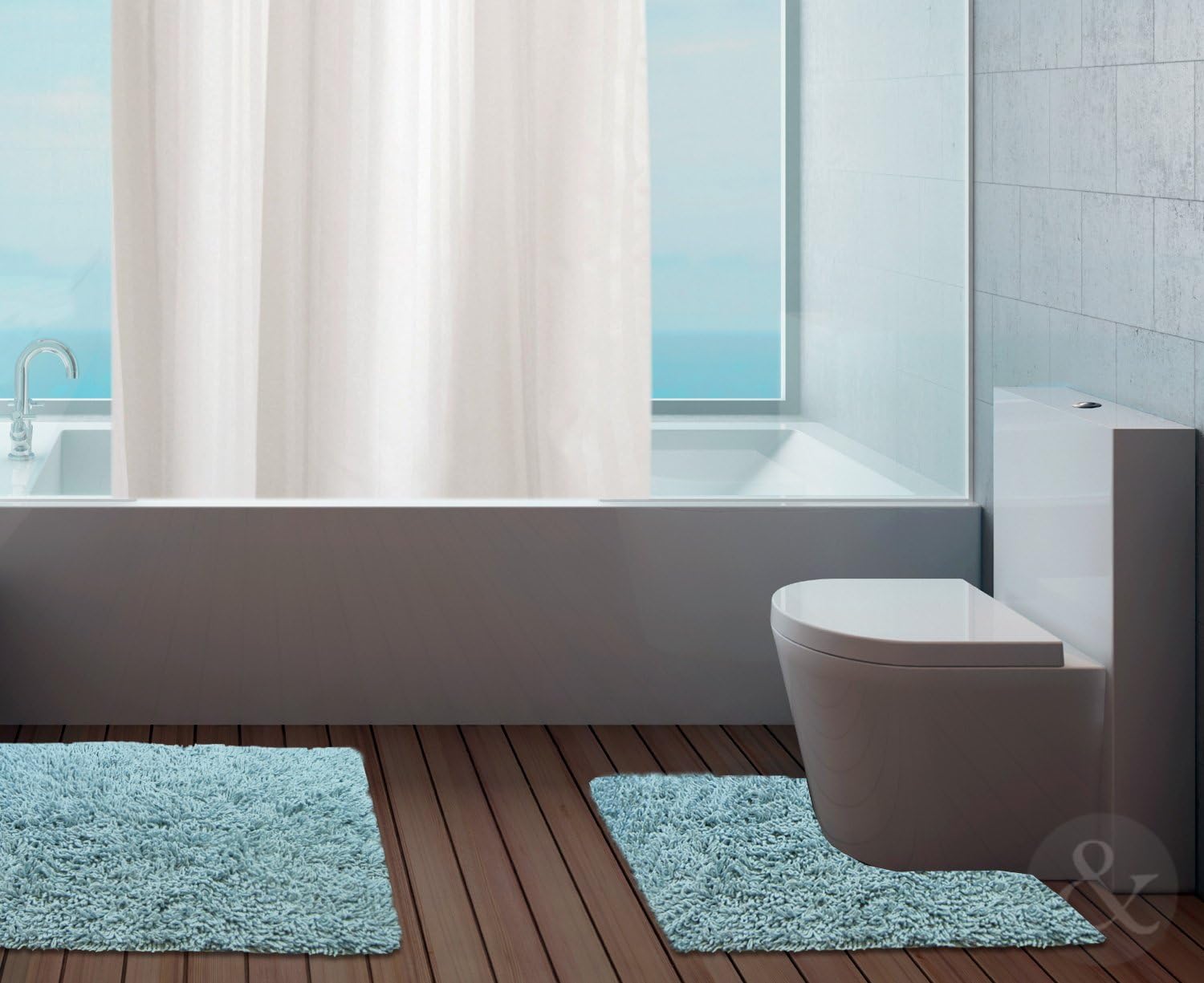 Amazon.com: 100% COTTON Bathroom Mats Set - WASHABLE Bath & Pedestal ...