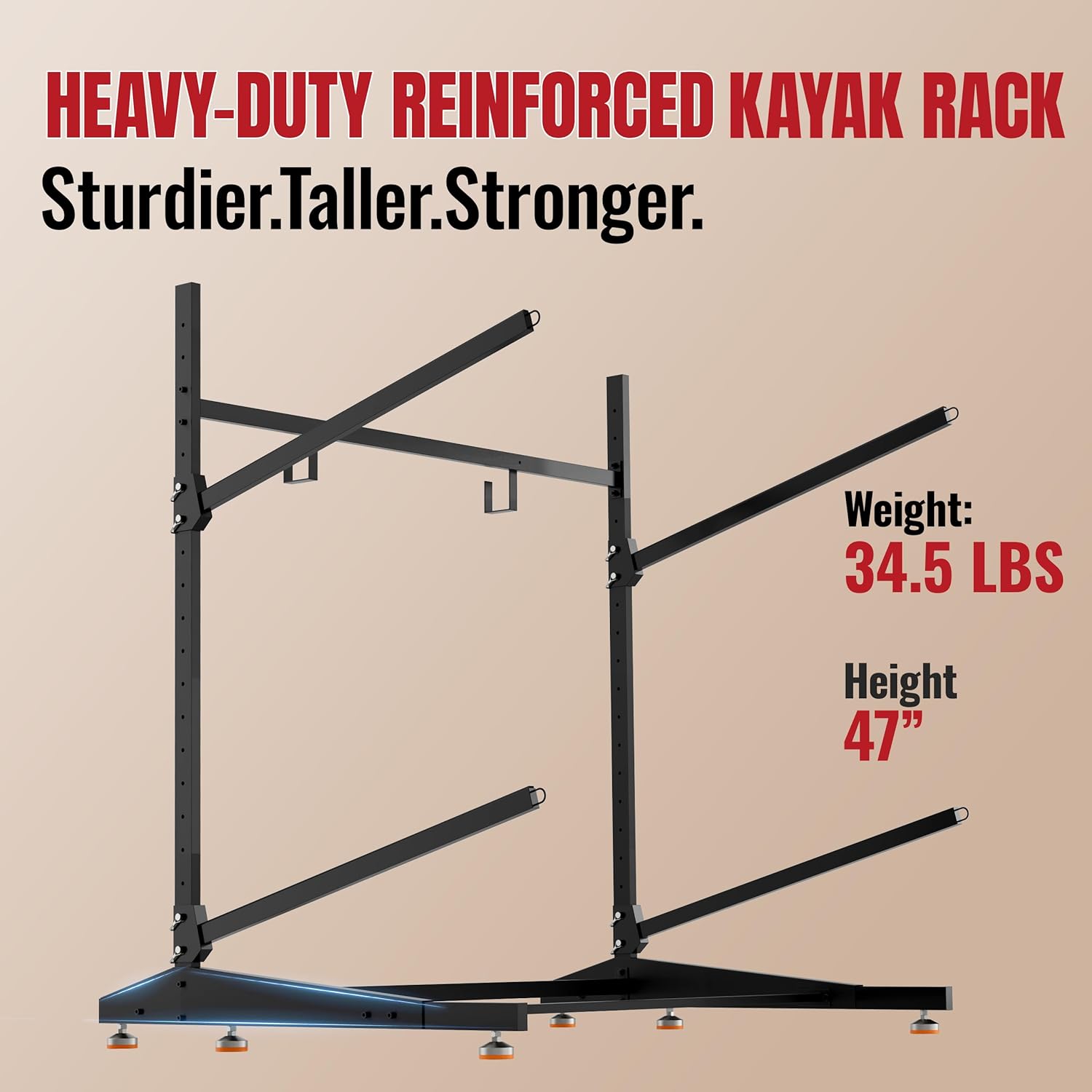 Kayak Storage Rack, Heavy Duty Free-Standing Canoe Stand, 304 Stainless Steel & Anti-Snap Molded Joint, Adjustable Vertical Holder for Garage Outdoor Lakeside Seaside