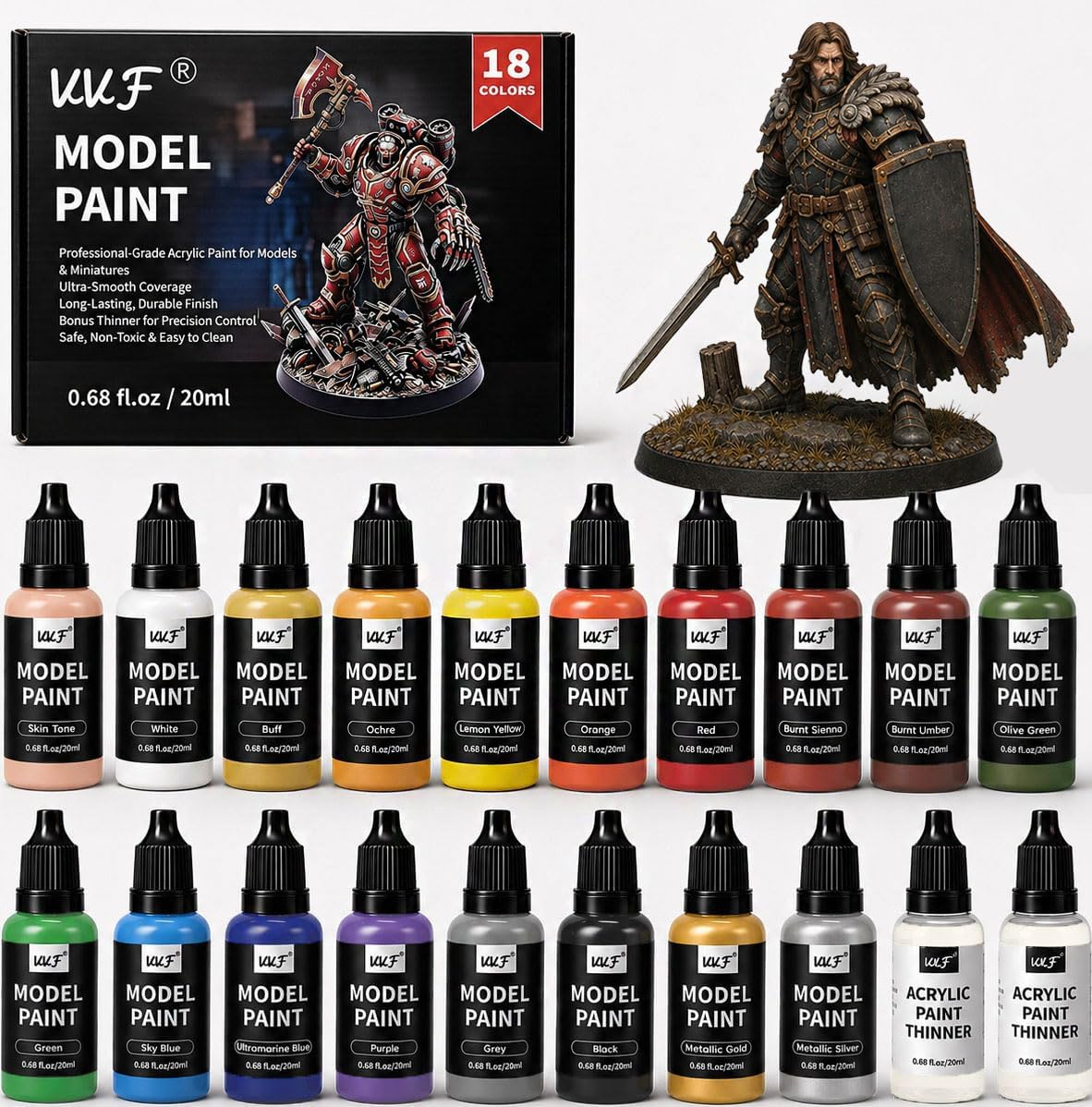 VVF 18 Colors Model Paint Set, Ready to Use Acrylic Miniature Paint