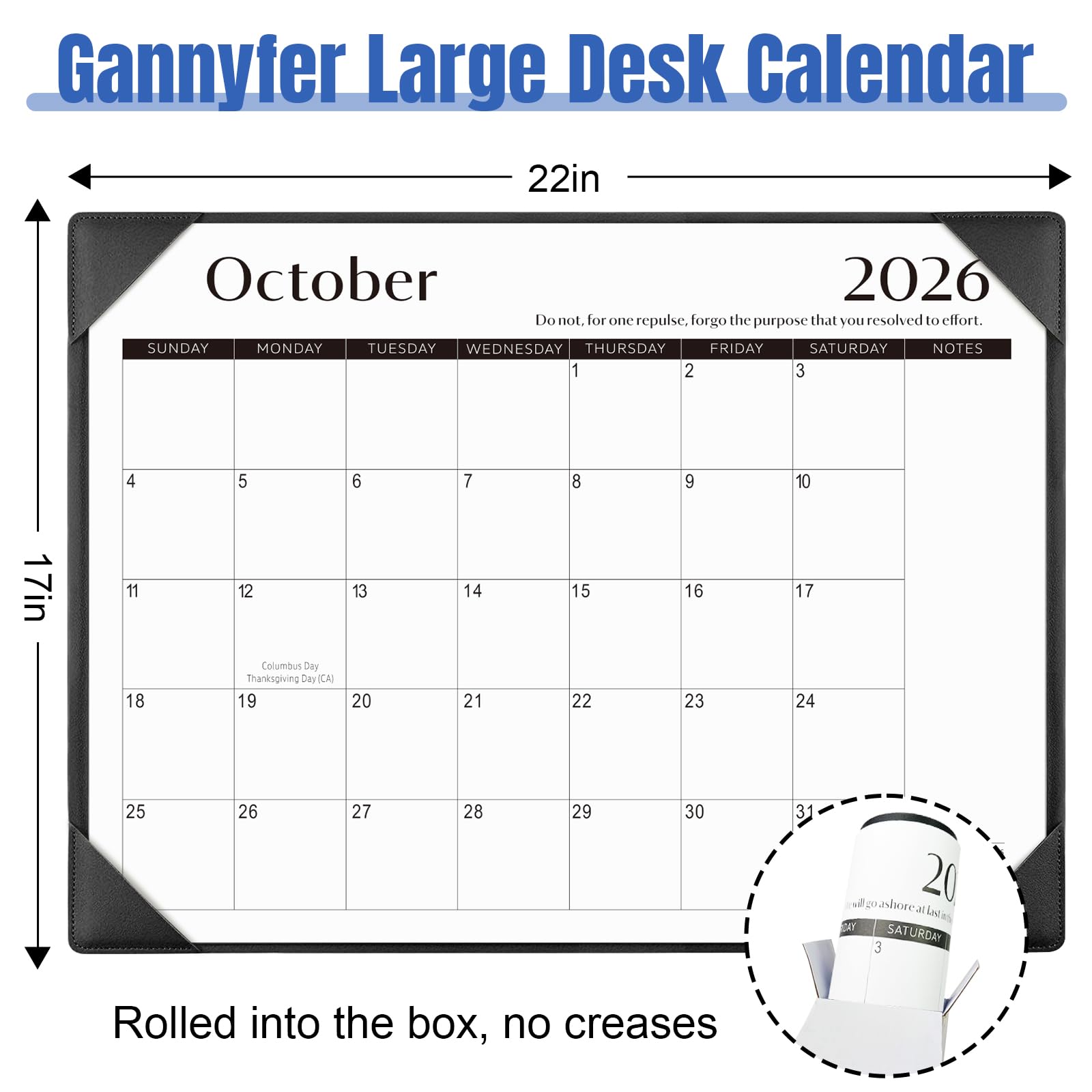 Gannyfer Calendario de escritorio grande 2024-2025 con alfombrilla de escritorio, calendario simplificado de 22 x 17 pulgadas, calendario de mesa de 18 meses de julio de 2024 a diciembre de 2025,