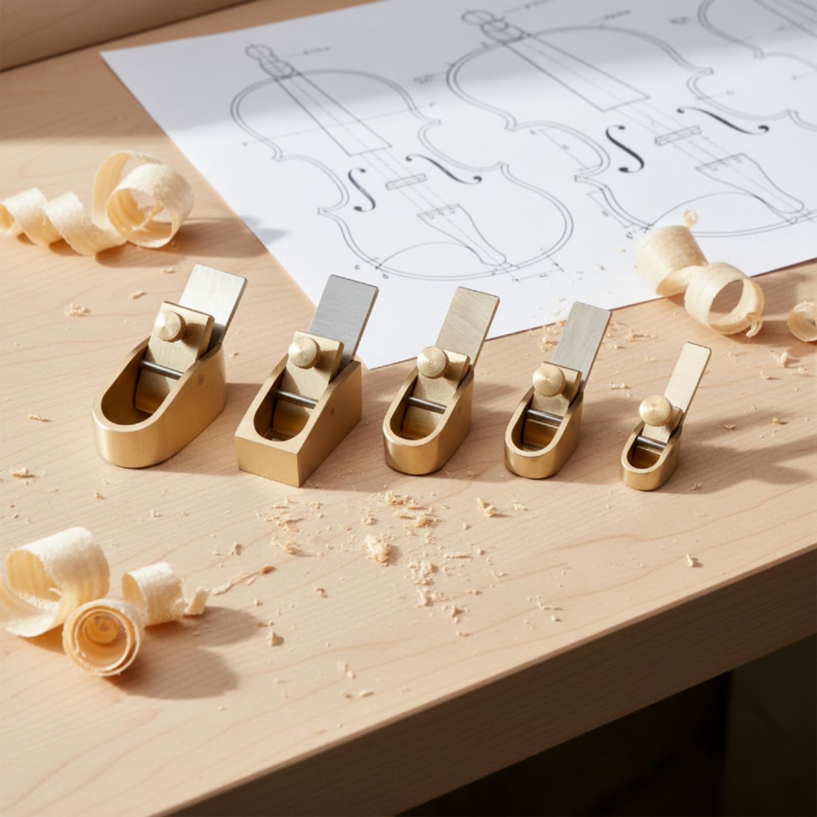 Qianly 5 Pezzi alletto da Liutaio di Precisione alletto con Suola Curva Preciso Mini per Liutai, Artigiani, Liuteria, Lavorazione Del Legno