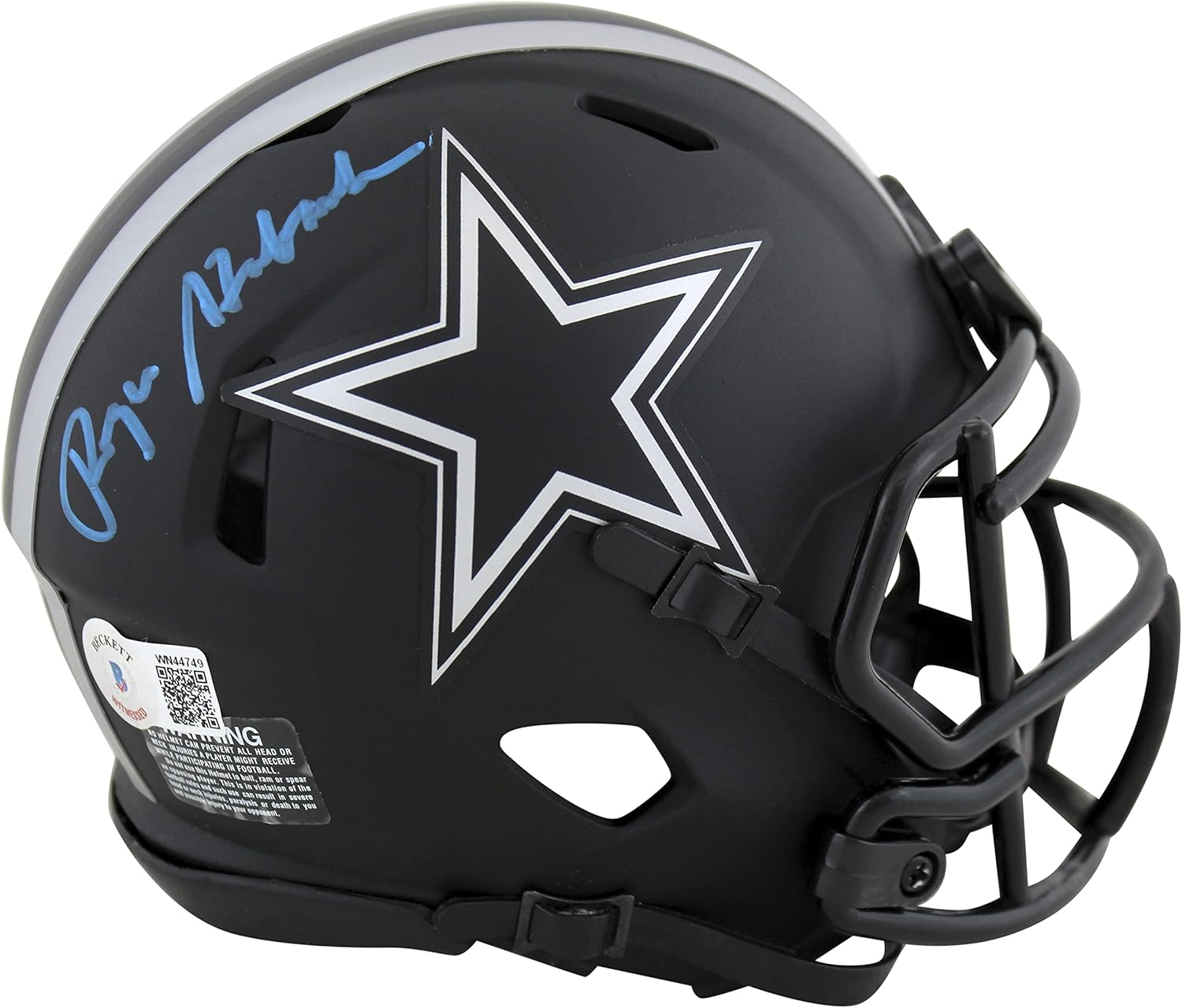 Cowboys Roger Staubach Signed Eclipse Speed Mini Helmet w/Blue Sig BAS Witness
