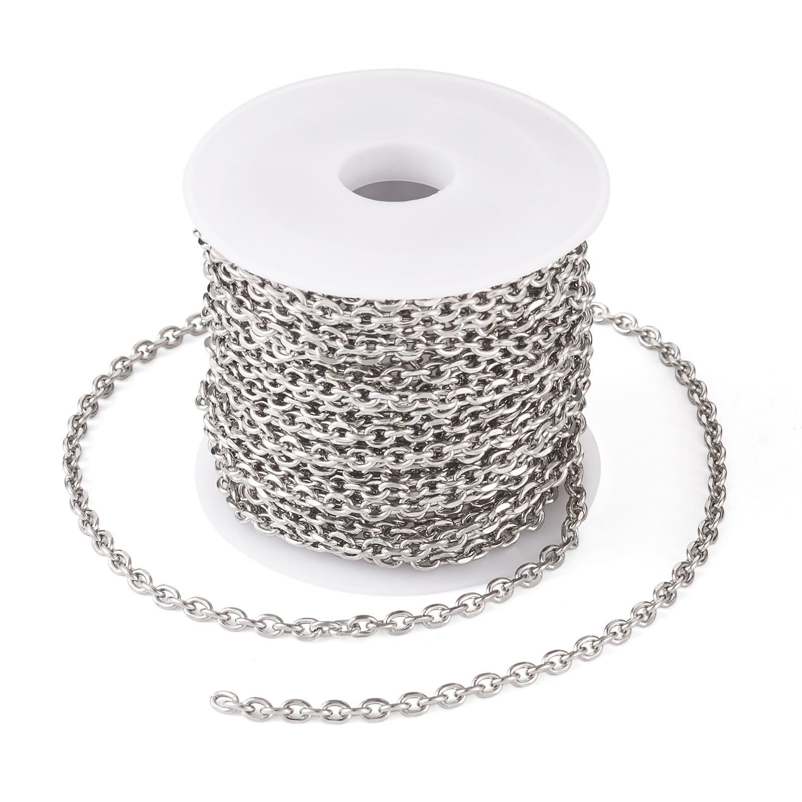 Bestewelry 5m 304 Stainless Steel Cable Chains Unwelded Oval Link Chains with Spool for DIY Crafts Necklace Bracelet Jewellery Making — image 1
