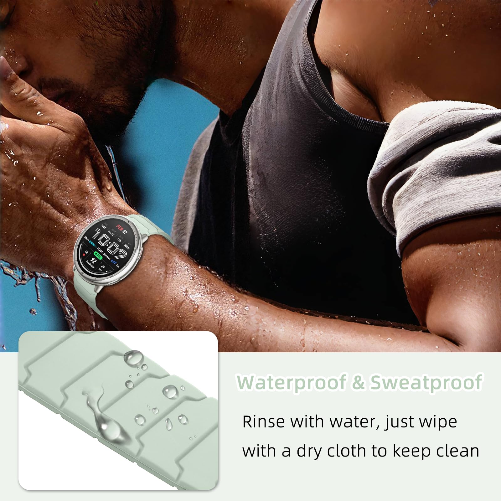 Correa Reloj Amazfit Gts Koelaa 20mm Correa Compatible Con Amazfit GTR Mini/Bip 3 Pro/GTS 4 Mini, Remplacement Suave Silicona Deportiva Respirable, Correa Magnética De Correa Amazfit Gts