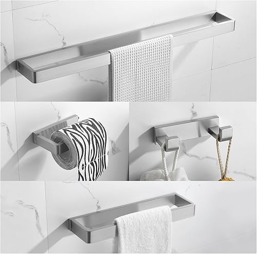 YACVCL Juego de 4 piezas de accesorios de baño de níquel cepillado, juego de toalleros de baño de acero inoxidable de primera calidad, toalleros