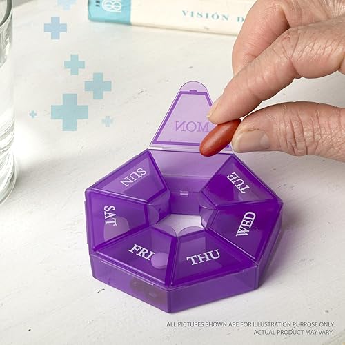 Miniatura 4 de Pastillero portátil de 7 caras, planificador de medicamentos, estuche pequeño (contenedor semanal de siete días) para medicamentos, cajas de soporte