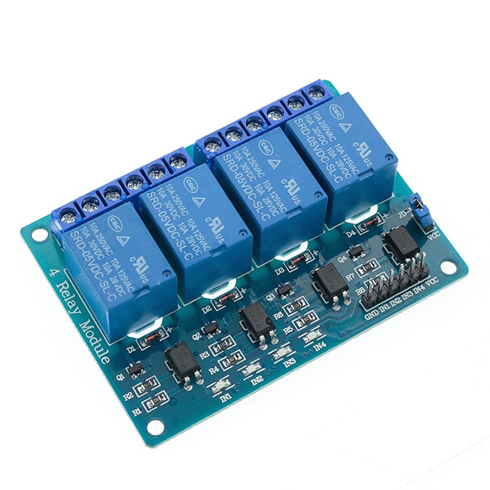 AQHYEBNSR 5V/12V 4Way Channels Relay Module Opto Isolator Isolated Optocoupler Trigger Switch AC 250V DC30V 10A for(5v 4 Way)