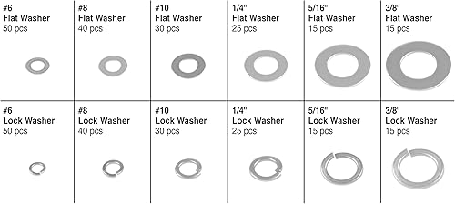 Miniatura 2 de Performance Tool W5216 350 piezas SAE Lock  Flat Washer Surtido