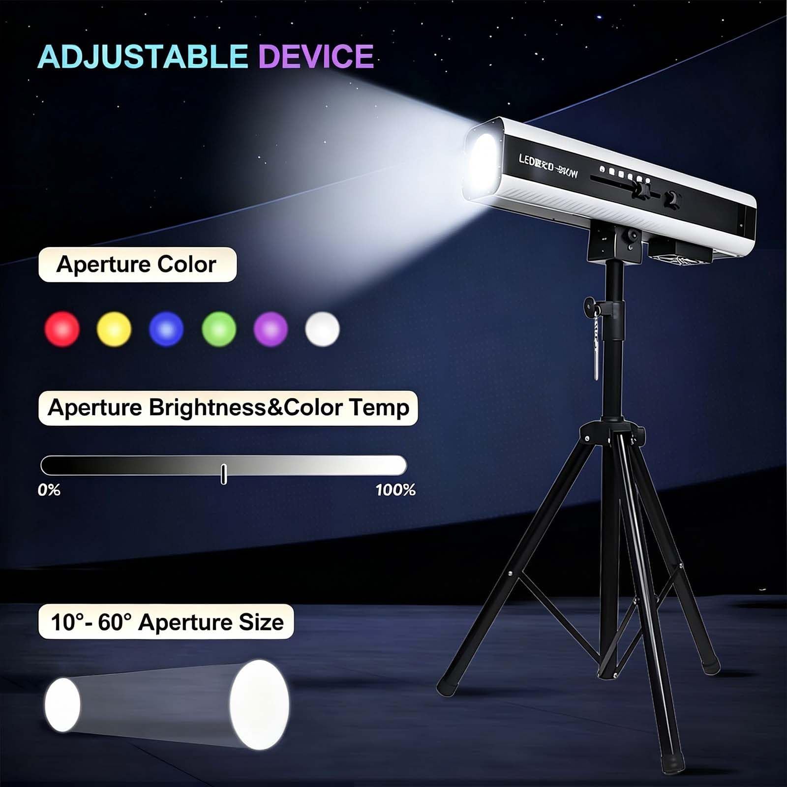 Faro A LED da Palcoscenico da 880W con Treppiede, Faretto A Profilo con Zoom Manuale per Teatro, Concerti E Spettacoli dal Vivo, LED COB con Proiezione di GOBO, Temperatura Colore E Luminosità