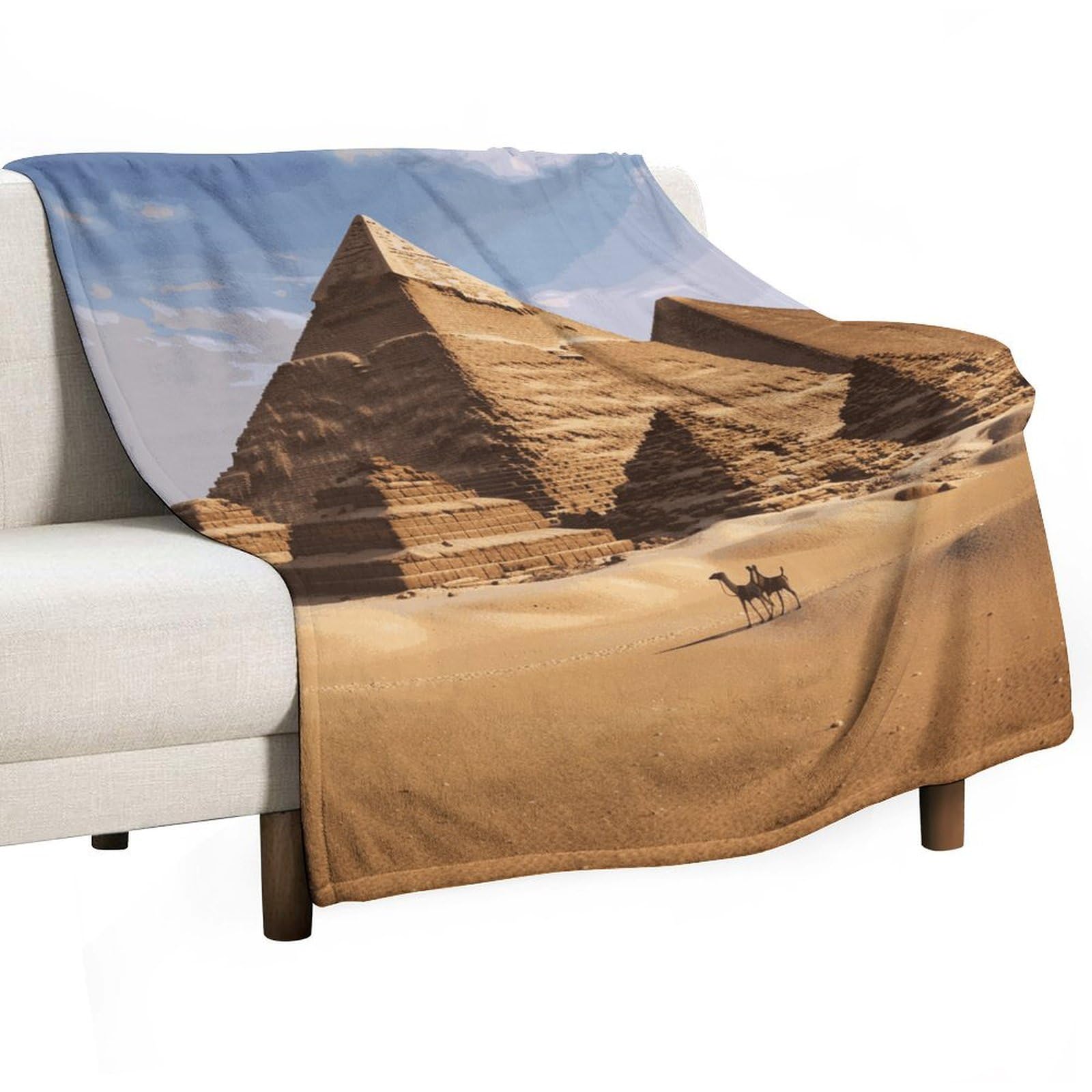 Couverture en flanelle douce motif pyramide de qualité supérieure pour lit