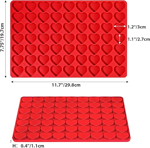 Miniatura 4 de Webake Lindo molde de corazón, 63 cavidades, molde de silicona para caramelos, chocolate, bandeja para hornear para golosinas caseras, día de San