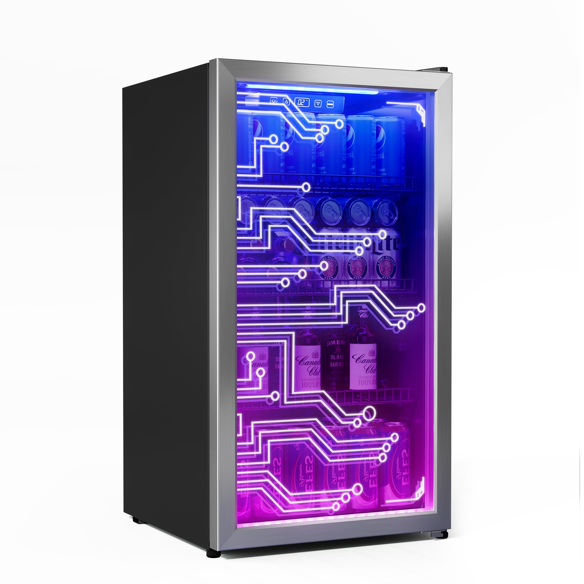 TRIUMPHKEY Réfrigérateur à boissons 90L – porte vitrée et éclairage LED RGB