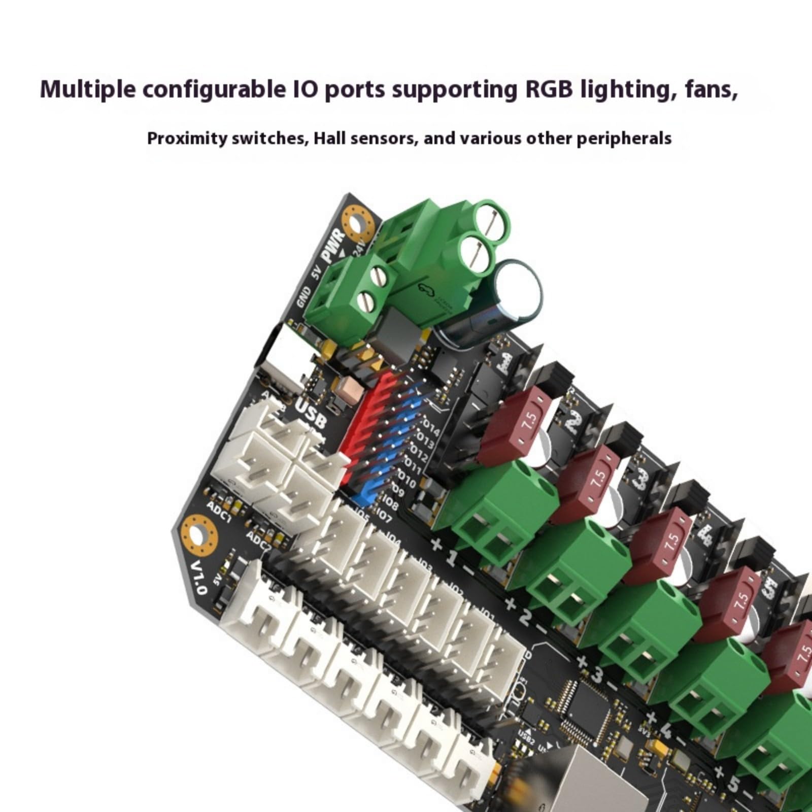Hub Industriale USB 2.0 a 6 Porte con Controllo Alimentazione programmabile da 7, 5 A per Scheda Stampante