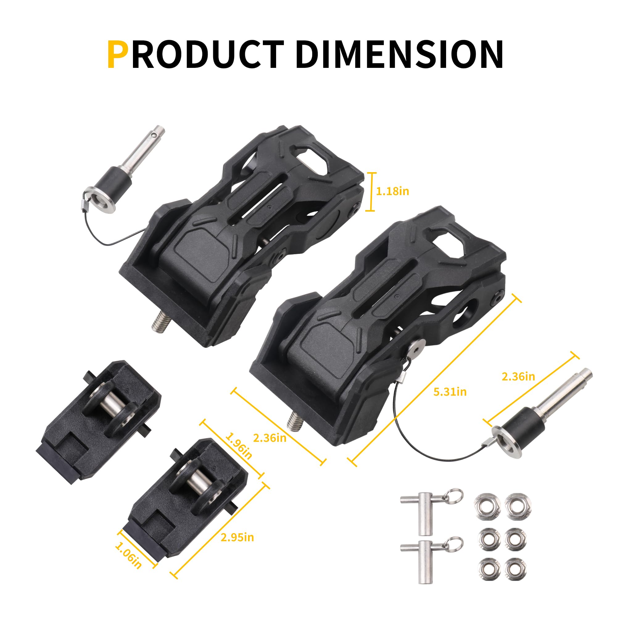 Loquet de verrouillage de capot compatible avec Jeep Wrangler JL 4XE Gladiator JT 2018-2025 Kit de loquets de capot de rechange, élimine les flottements de capot, 2 clés, 1 paire