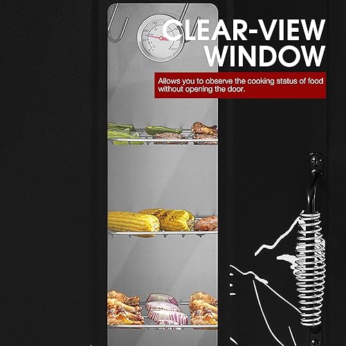 Miniatura 4 de SE2806 - Ahumador eléctrico analógico de 28 pulgadas con 3 estantes cromados, ventana de visión transparente, área de cocción de 454 pulgadas