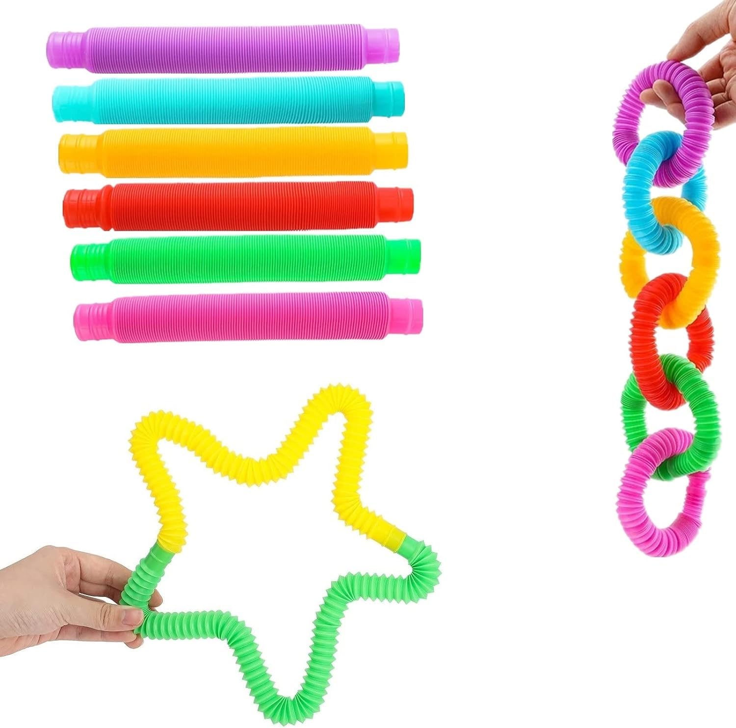 Pop Tube Fidget Toy, Sensory Tubes, Stress Relief Stretch Bend Build and Connect Toy, Poppin Pipes Toys for Kids, Fidget Toy for Sensory Learning Pack of 6 (B0D5BTWK27) Amazon Price History, Amazon Price Tracker