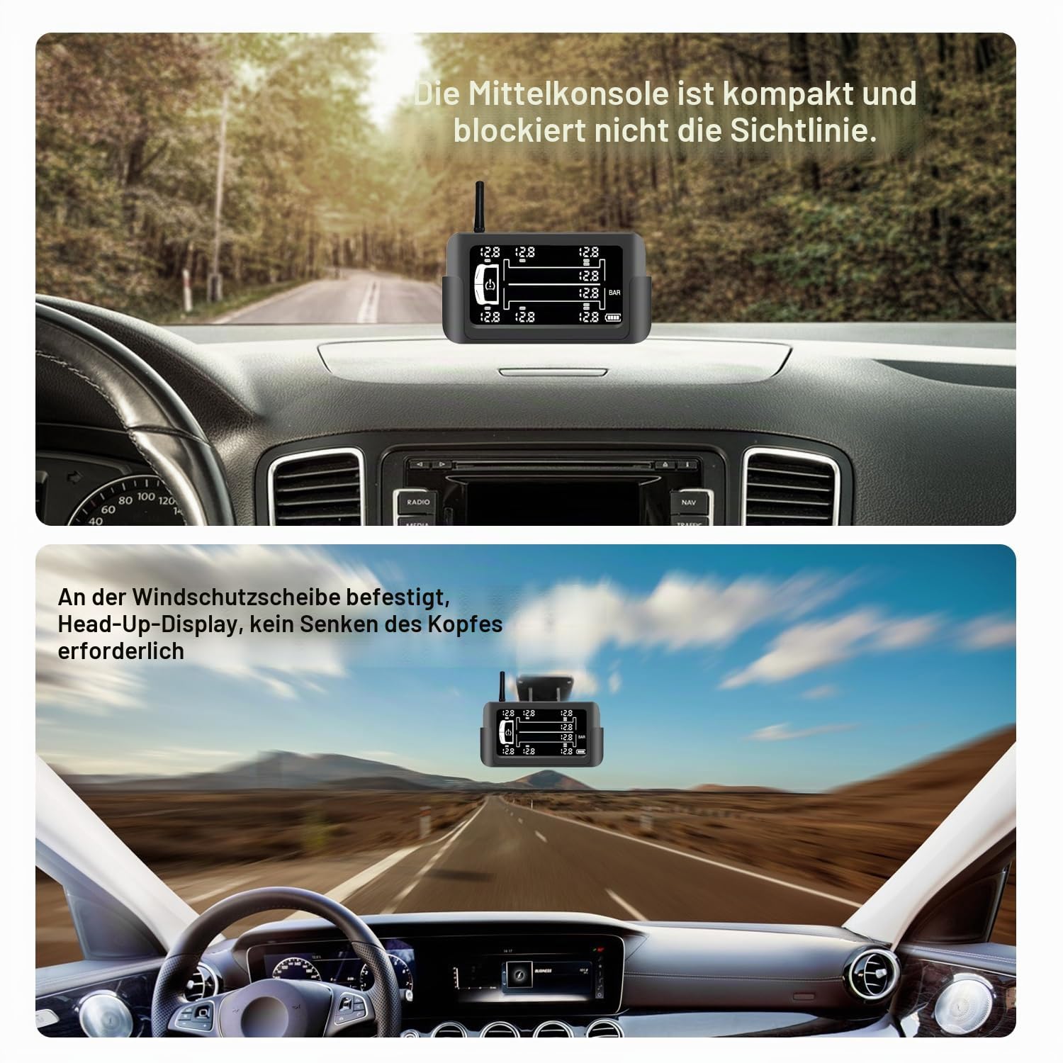 Reifendrucküberwachungssystem, kabelloses Solar-TPMS-Überwachungssystem mit 8 externen TPMS-Sensoren, 6 Warnmodi, Echtzeit-Erkennungs-Autoalarmsystem für Wohnmobile, Anhänger, schwere LKWs