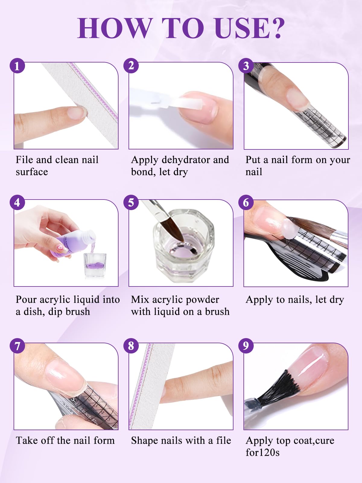 Yokilly Kit per unghie acriliche: set di polvere acrilica, set per unghie acriliche, strumenti per manicure e nail art, kit per unghie per salone domestico