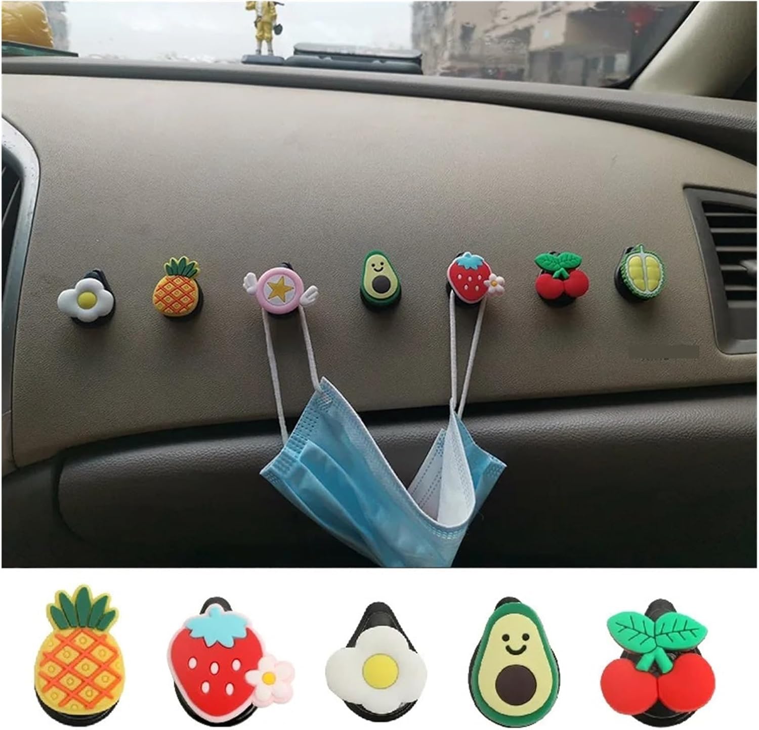Car Hooks Creative Cute Car Stick-on Multifunctional Hooks Seat Back Hooks Car Interior Camper Accessories Camping(5pcs)