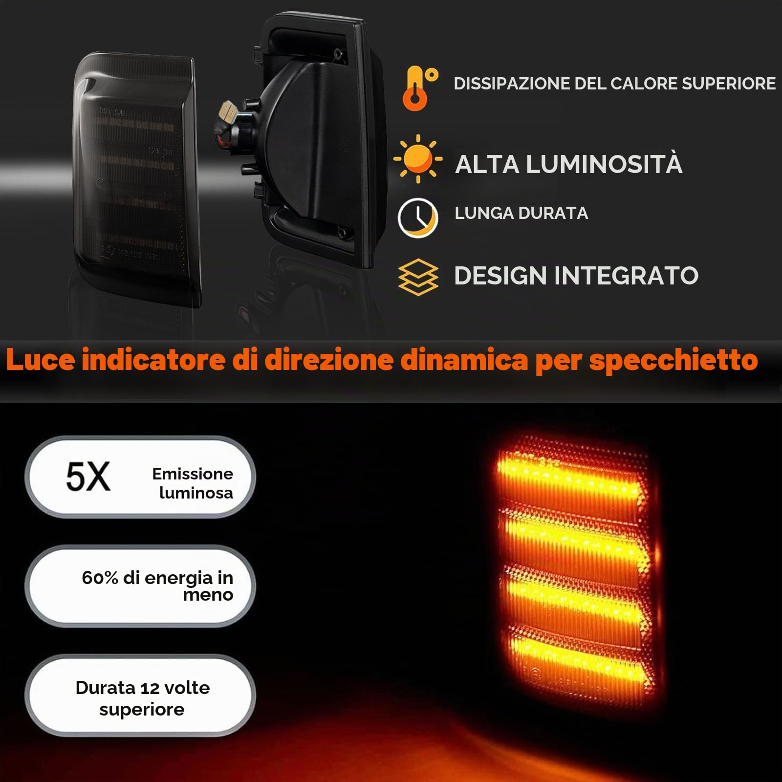 Frecce Specchietto a Indicatori di direzione Specchietto Retrovisore Laterale Compatibile con BOXER FIAT DUCATO RAM PROMASTER CITROEN JUMPER RELAY, 2 Pezzi Canbus