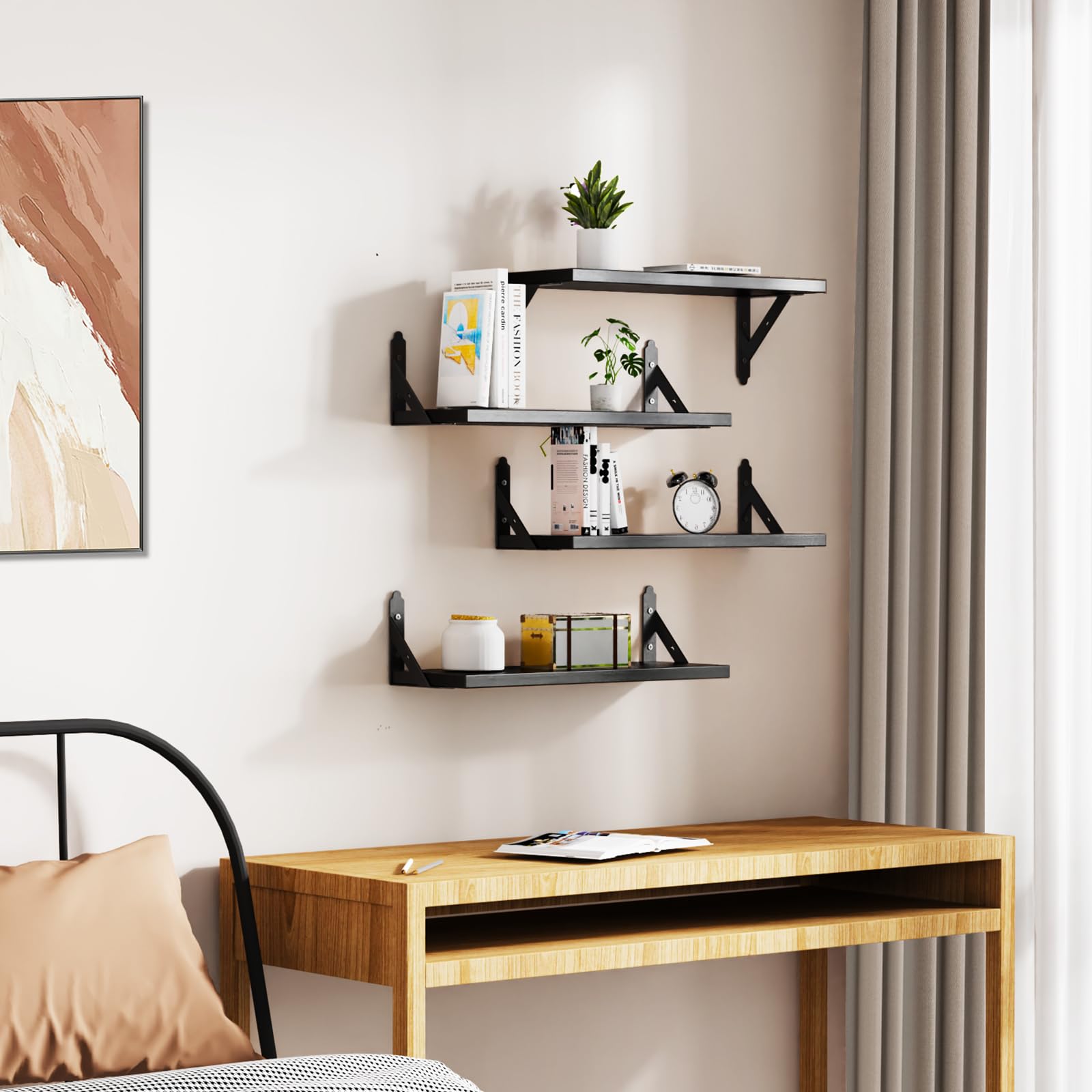 Black Floating Shelves - Set of 4 -5