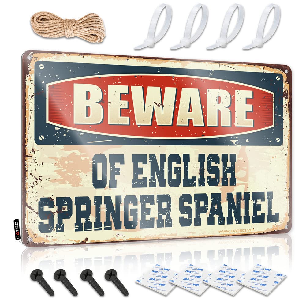 Matal Sign Metal Vintage Wall Decor | Beware Of English Springer Spaniel Plush Graduation Gift For Humor Home Decoration(30X40CM)