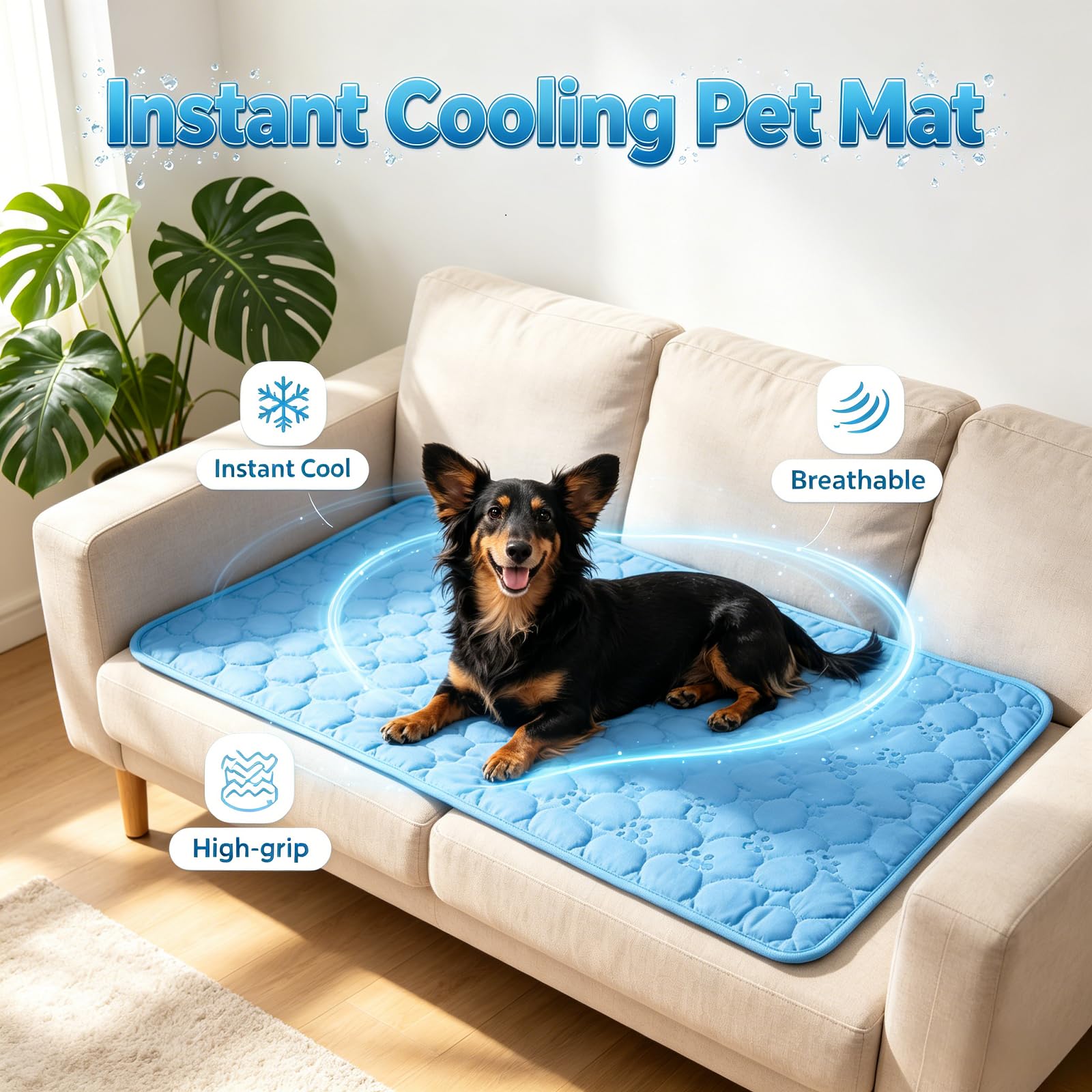 Generisch Kühlmatte selbstkühlend für Hund Und Katze, Neu Selbst Kühlende Hundematte Sommer, rutschfest, Tragbar Waschbar Pet Cooling Mat für Zuhause, Auto & Reisen