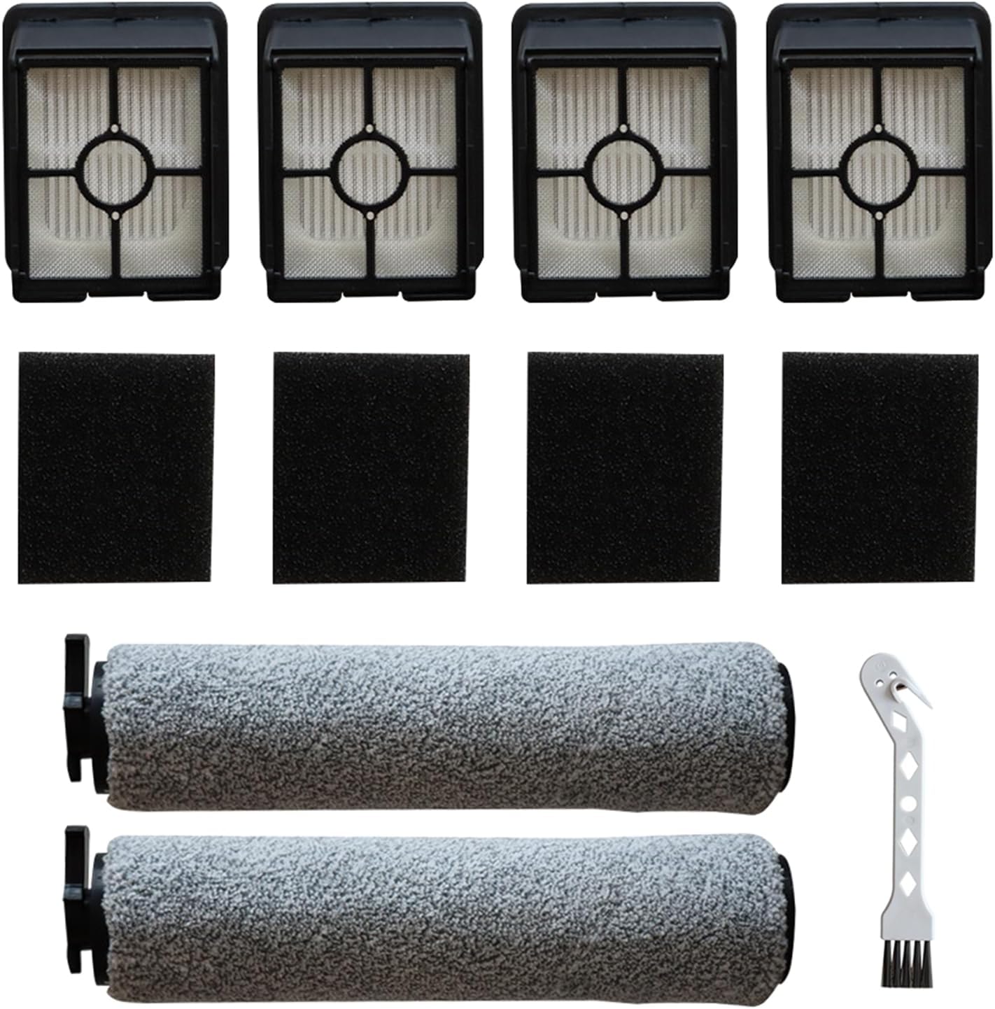 kingsea Replacement Brush Rollers with Hepa Filters Compatible with Bissell Crosswave HF3 3649A Cordless Wet Dry Vacuum Cleaner (2 Roller+4 Filters+1 Brush)