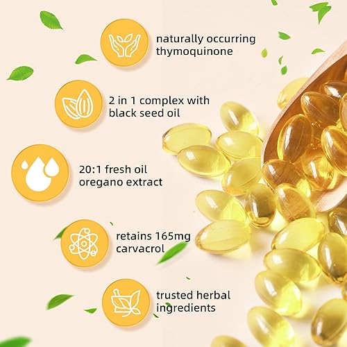 Miniatura 3 de Cápsulas blandas de aceite de orégano orgánico aceite de orégano de 300 mg con 200 mg de aceite de semilla negra El suplemento de orégano es