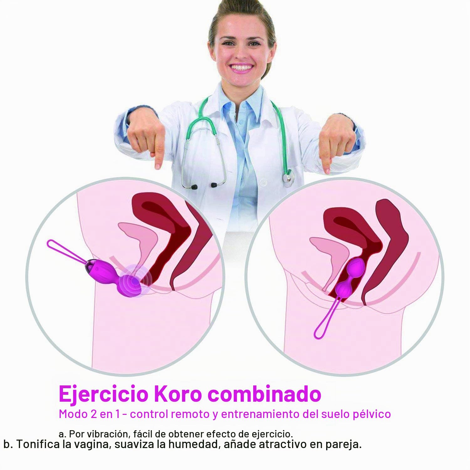Pelvis Ball - Kegel 2 en 1 Sport Ball Peso y Masaje Ball Benwa Ball para principiantes y estiramiento. Los médicos recomiendan el control de la vejiga y los músculos del suelo pélvico.