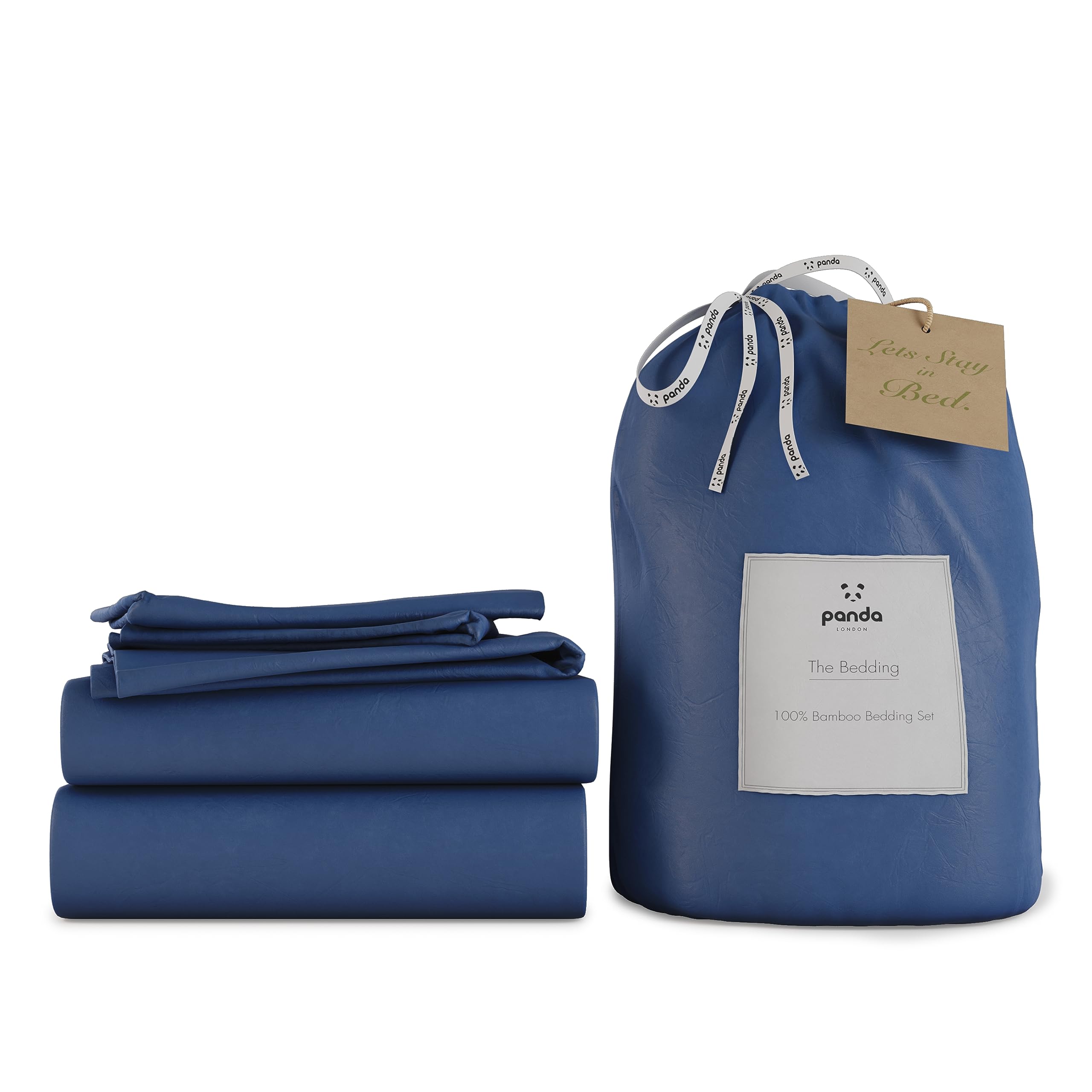 Panda Bamboo Bedding Set - Complete King Size Deep Sea Navy Blue - Hypoallergenic & Thermoregulating