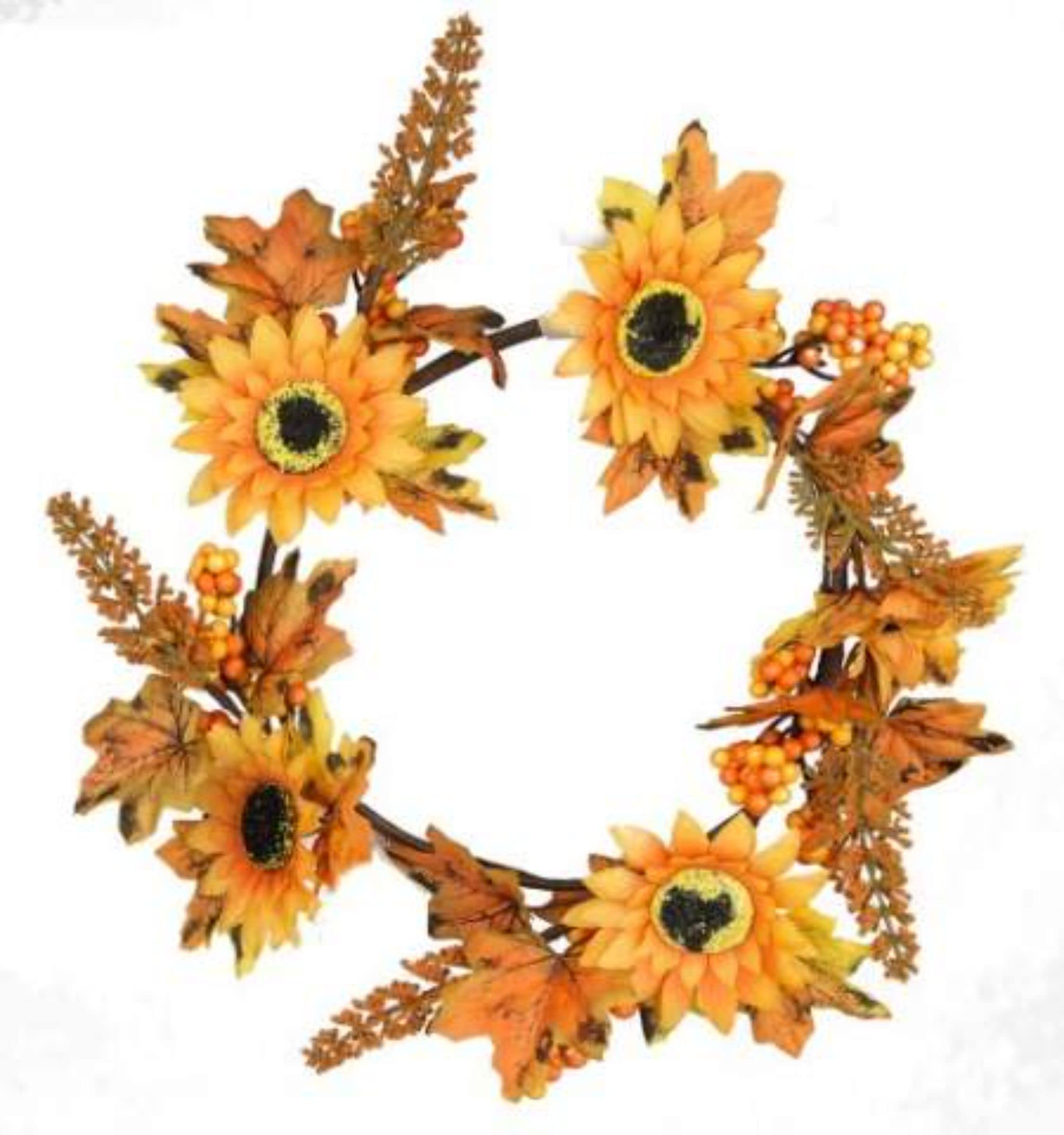 Guirnalda de girasoles de 35 cm para decorar tu salón este otoño