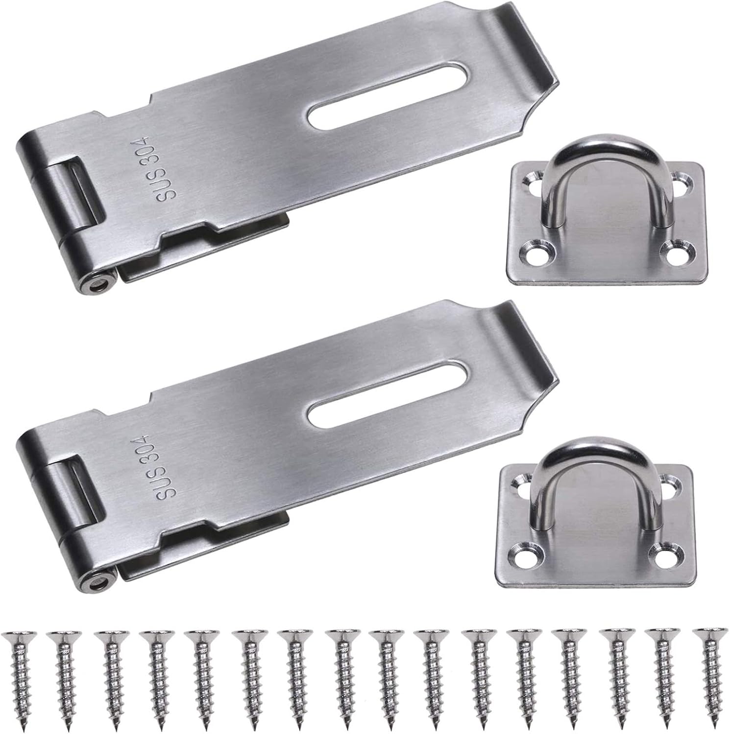 Padlock Hasp 4 Inch Door Clasp Hasp Lock Latch, Stainless Steel Door Bolt Latches for Furniture, Cabinet, Drawer, Cupboard and Closet