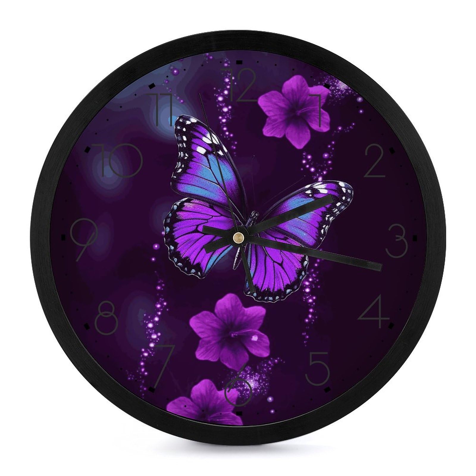 Horloges murales rondes 25,4 cm motif papillon violet décoratif