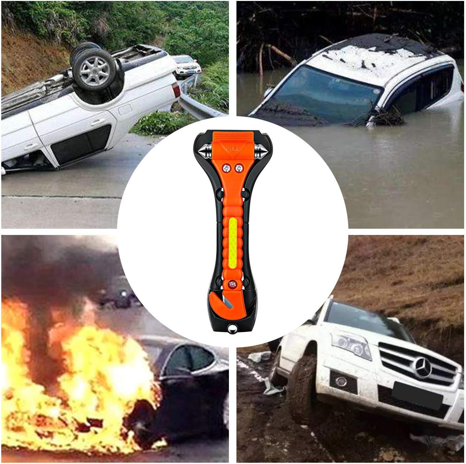 ZHSX Safety Hammer, 10 Pack Car Emergency Escape Tool Car Window Breaker and Seat Belt Cutter with Light Reflective Tape for Family Car Life Saving Survival Kit : Automotive