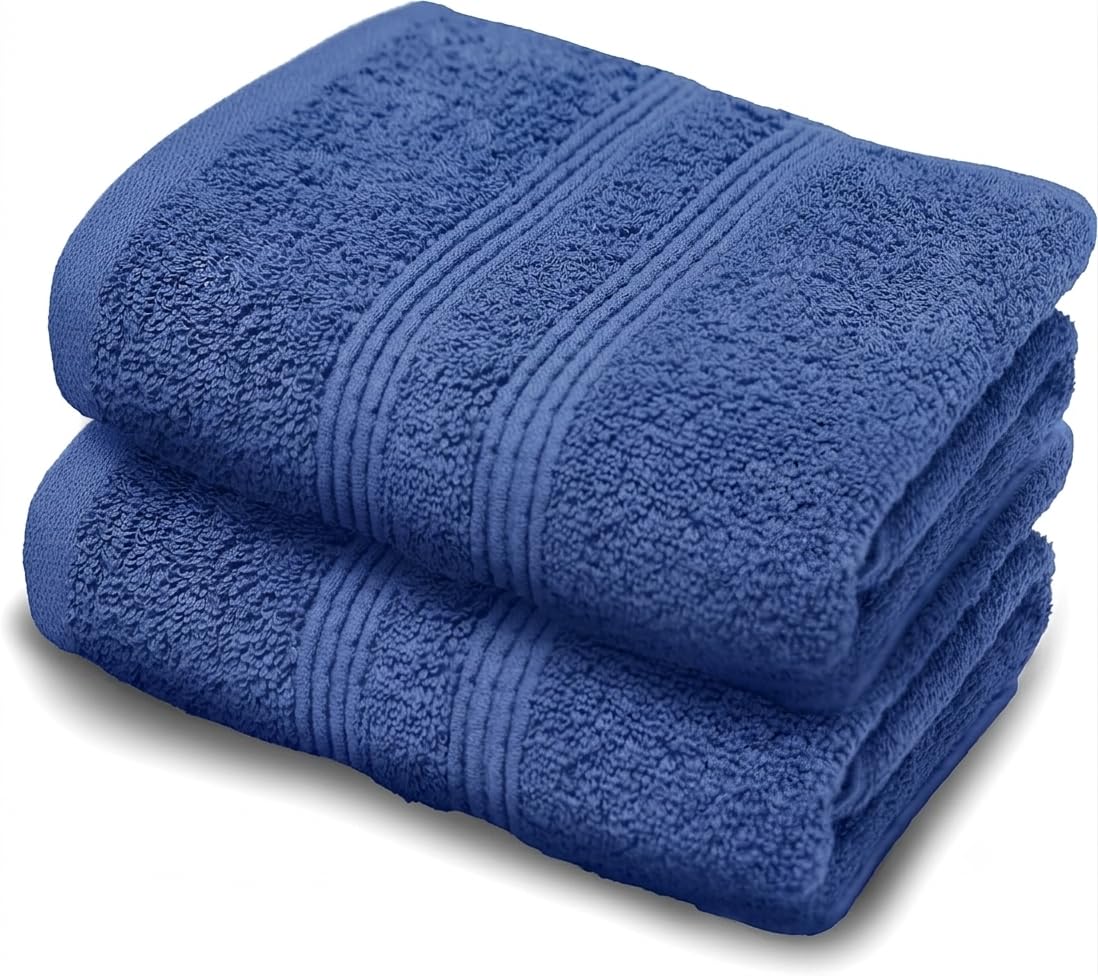 Makooz Premium Bathroom and Kitchen Hand Towels Pack of 2-500 GSM Combed Ring Spun 100% Egyptian Cotton - Quick Dry & Absorbent - Fast Drying & Soft Luxurious Bath Hand Towel Set -50x85CM Royal Blue
