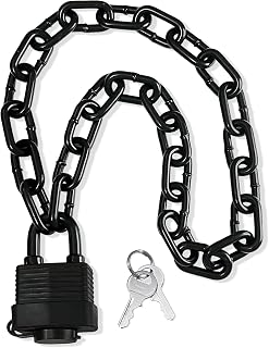 Bupto Heavy Duty 6mm Hardened Steel Chain Padlock - Weatherproof Anti-Theft Lock for Bikes, Gates, Fences, Motorcycles & Outdoor Gear