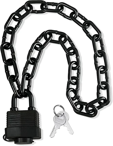 Heavy Duty Weather-Resistant Padlock with Chain, Anti-Theft Advanced Hardened Security Chain Lock for Fences, Backyard Gates, Motorcycles, Bicycles, Outdoor Furniture (Lock+Chain)