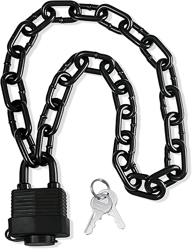 Cadeado resistente às intempéries com corrente, bloqueio de corrente de segurança avançada antifurto para cercas, portões de quintal, motocicletas, bicicletas, móveis de exterior (cadeado + corrente)