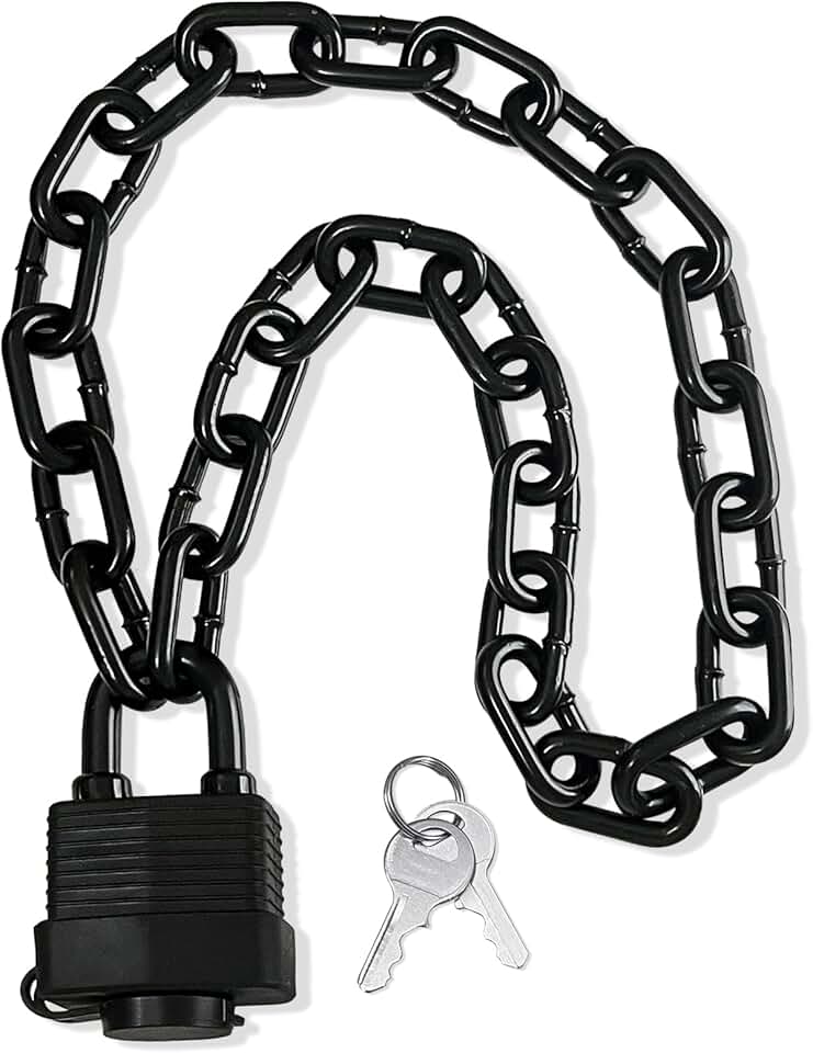 Heavy Duty Weather-Resistant Padlock with Chain, Anti-Theft Advanced Hardened Security Chain Lock for Fences, Backyard Gates, Motorcycles, Bicycles, Outdoor Furniture (Lock+Chain)