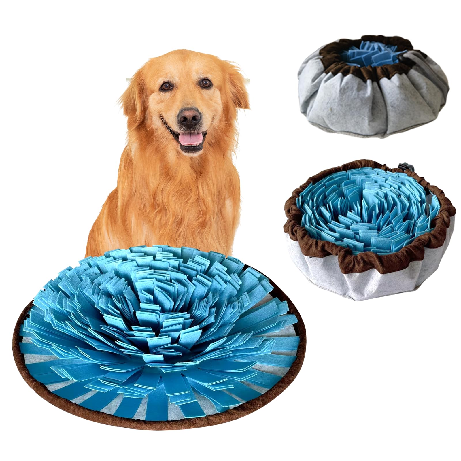 Vivifying Snuffle Mat For Dogs, Adjustable Sniff Mat For Slow Eating And Keep Busy, Interactive Enrichment Toys For Mental Stimulation (Blue&Green