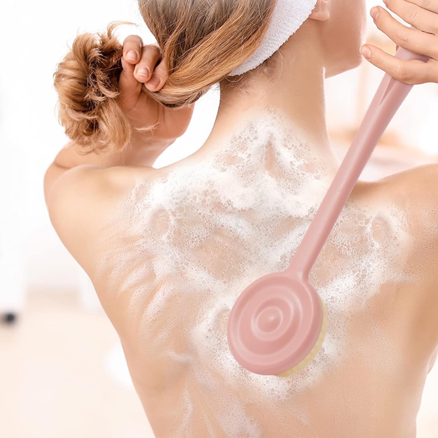 KIMEE Bath Body Brush Back Scrubber Gentle Body Massager Brush Spa Scrubber with Soft Bristles Long Handle Bathing, Body Massage (MULTICOLOR)