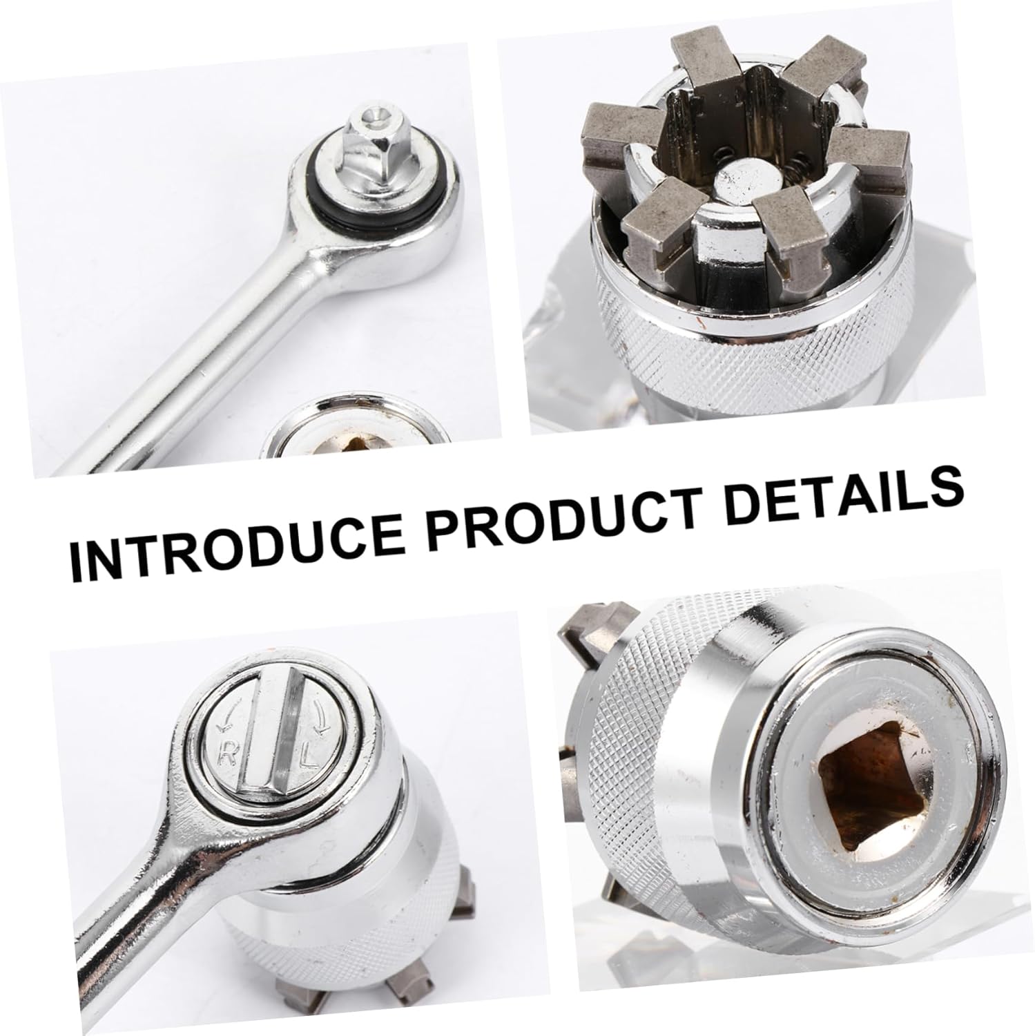 TEHAUX 4pcs Adjustable Multi Drill Socket Wrench Hand Tool for Easy Maintenance Grips Rounded High Construction Compact Design for Home and Garage Use