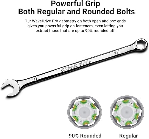 Miniatura 2 de Capri Tools Llave combinada WaveDrive Pro de 0.591 in para tornillos regulares y redondeados