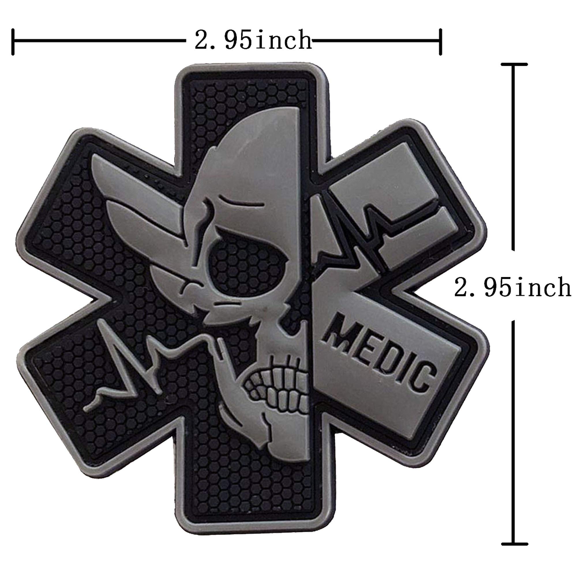 Medic Rubber 3D PVC Patch Medical Paramedic Tactical Badge Patches Hook Fasteners Backing 2.95 x 2.95 Inch Bubble of 2 Pieces