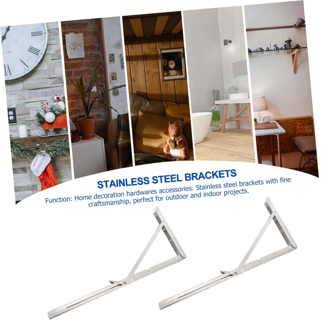 2piezas Soportes Inoxidable Para Estanterías Plegables Soporte De Pared Multiusos