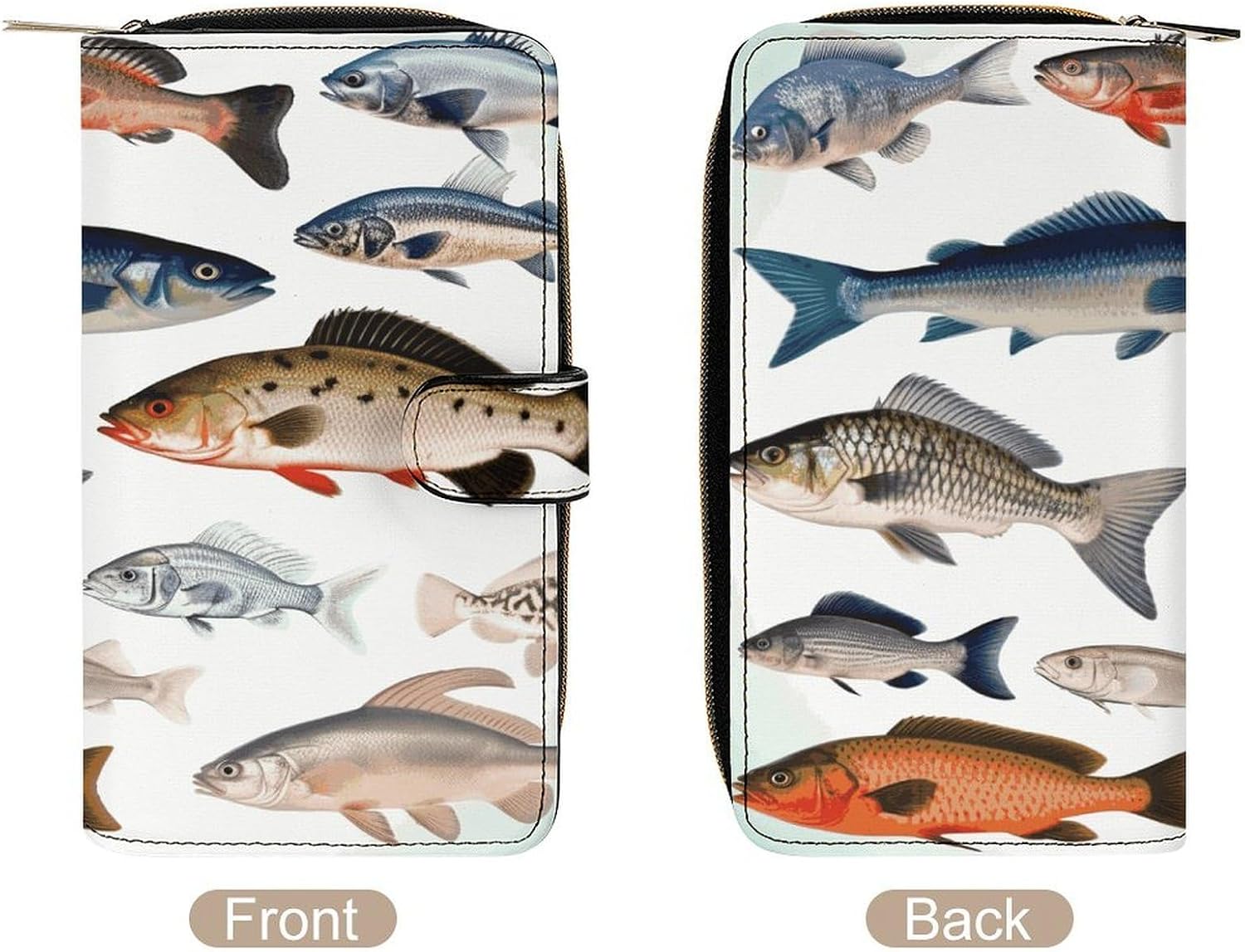 Different Fish Wallet,PU Leather Material, Small Wallet,Bifold with Zipper, Travel Wallet,Compact And Portable for Men And Women 7.8 * 4.3 * 1.4 Inches