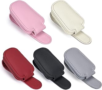 Shering Sunglasses Holders for Car Sun Visor, Magnetic Leather Glasses Eyeglass Hanger Clip for Car, Visor Sunglasses Holder Clip Car Accessories for Truck(4, Black)